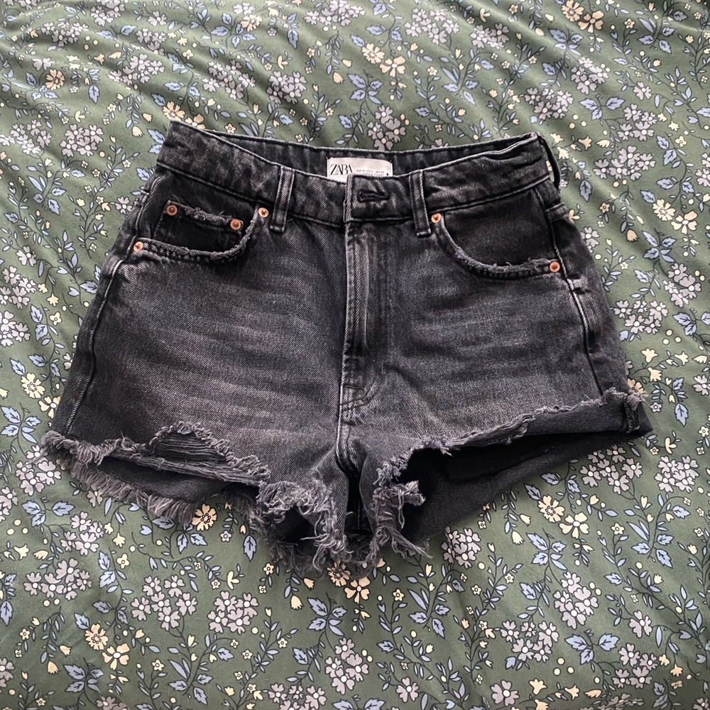 Zara black denim shorts